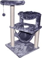 grey cat tree with large hammock and suspended bed by yunwei logo