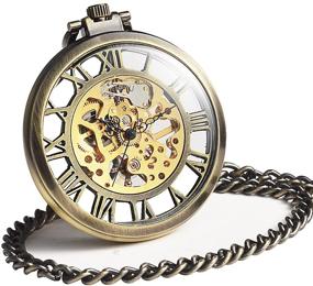 img 4 attached to ⌚ Golden Skeleton Mechanical Movement Watch by ManChDa