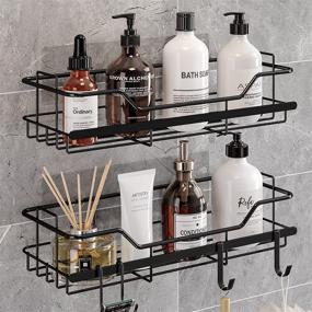 img 3 attached to 🚿 OMAIRA Matte Black Shower Caddy: Rustproof Stainless Steel Shower Shelf, Adhesive Organizer for Bathroom & Kitchen Storage (2 Pack)