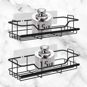 img 1 attached to 🚿 OMAIRA Matte Black Shower Caddy: Rustproof Stainless Steel Shower Shelf, Adhesive Organizer for Bathroom & Kitchen Storage (2 Pack)