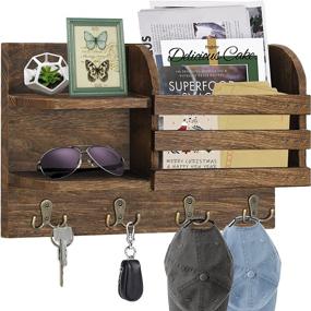 img 4 attached to 📬 Rustic Mail and Key Organizer - Wall Mounted Mail Holder with Key Hooks, Decorative Mail Sorter Shelf, Hallway and Entryway Mail Rack Hangers