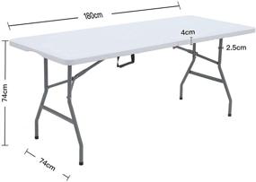 img 2 attached to 🍽️ Lakhow 180CZ Foldable Plastic Trestle Table - 6-Foot for Indoor & Outdoor Picnics, BBQs, Parties - White Granite (White)