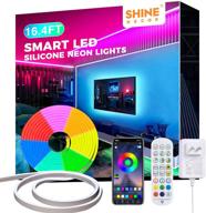 🌈 shine decor 12v rgb neon rope light: waterproof, dimmable & multicolor changing led strip lights with smart app control - perfect for outdoor diy projects логотип