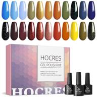 💅 hocres 25 pcs gel nail polish kit: fall memories soak off gel polish set in yellow, orange, blue, red, and green. includes glossy & matte top coats, along with a base coat logo