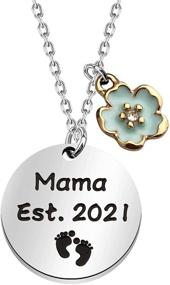 img 4 attached to FUSTMW Pregnancy Announcement Keychain Footprint Women's Jewelry