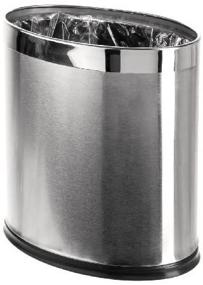 img 1 attached to 🗑️ Stylish and Space-Saving: Brelso 'Invisi-Overlap' Open Top Stainless Steel Trash Can for Small Office or Home Décor