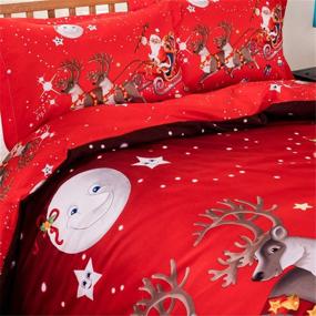 img 3 attached to 🦌 Festive Christmas Bedding Set: Reversible Santa Claus Deer Printed Duvet Cover - Soft Microfiber Queen Comforter Cover with Zipper Closure (90''x90'', 3 Pcs, Red)