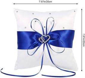 img 2 attached to 💍 Bridal Wedding Pocket Ring Pillow Cushion Bearer 20cm×20cm with Double Hearts Decoration - Blue