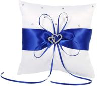 💍 bridal wedding pocket ring pillow cushion bearer 20cm×20cm with double hearts decoration - blue logo