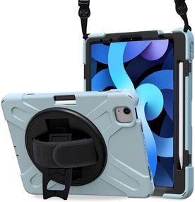 img 4 attached to ProCase iPad Air 4 Rugged Case 10.9 Inch 2020 - Heavy Duty Shockproof Rotating Kickstand Protective Cover for iPad Air 4th Gen - SkyBlue