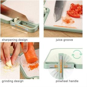 img 1 attached to 🌾 Wonnkit Reversible Wheat Straw Cutting Board with Juice Groove - Easy-Grip Handles, Thick Durable Professional Chopping Board - Dishwasher Safe, BPA Free