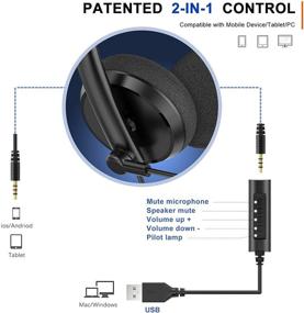 img 2 attached to 🎧 USB Headset/3.5mm Computer Headset with Noise Cancelling Microphone: Ideal for Laptop, PC, Cell Phone - Professional Business PC Headset for Skype, Webinar, Call Center Integration.