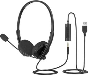 img 4 attached to 🎧 USB Headset/3.5mm Computer Headset with Noise Cancelling Microphone: Ideal for Laptop, PC, Cell Phone - Professional Business PC Headset for Skype, Webinar, Call Center Integration.