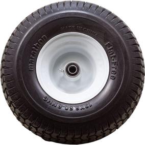 img 1 attached to 🚜 Marathon 30226 3-inch Hub, 3/4-inch Bushings 13x6.50-6-inch Flat Free Black Lawnmower Tire on Wheel