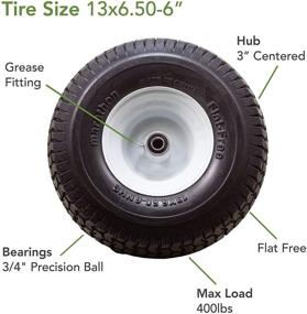img 2 attached to 🚜 Marathon 30226 3-inch Hub, 3/4-inch Bushings 13x6.50-6-inch Flat Free Black Lawnmower Tire on Wheel