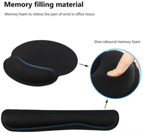 img 1 attached to 💻 Keyboard Wrist Rest Pad Mouse Pad - Memory Foam, Comfortable Typing & Wrist Pain Relief, Anti-Slip Rubber Base (Black)