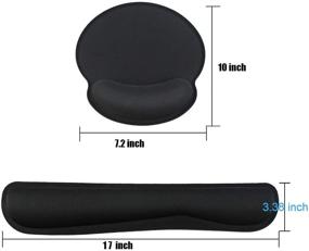 img 3 attached to 💻 Keyboard Wrist Rest Pad Mouse Pad - Memory Foam, Comfortable Typing & Wrist Pain Relief, Anti-Slip Rubber Base (Black)