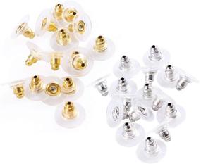 img 4 attached to 100 Pairs of Clutch Earring Backs with Pad for Secure Earring Fastening, in Silver and Gold