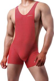 img 3 attached to 👨 YUFEIDA Men's Breathable Wrestling Leotard: Athletic Support with Stretchy Base Layers and Boxer Singlet Design