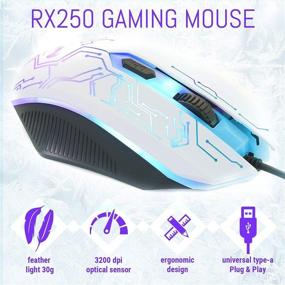 img 2 attached to 🎮 Gaming Keyboard, Mouse, Headset & Mouse Pad Bundle - White Edition Hornet RX-250: Wired LED RGB Backlight for PC Gamers