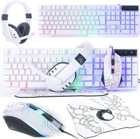 img 4 attached to 🎮 Gaming Keyboard, Mouse, Headset & Mouse Pad Bundle - White Edition Hornet RX-250: Wired LED RGB Backlight for PC Gamers
