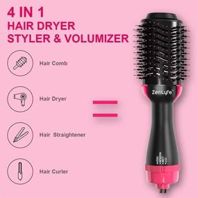 img 2 attached to 💁 4-in-1 Hot Air Brush with Negative Ionic Technology for Professional Hair Styling, Straightening, and Curling - Perfect Hair Dryer Brush for Women