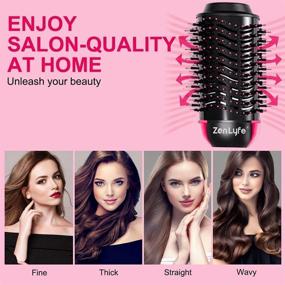 img 3 attached to 💁 4-in-1 Hot Air Brush with Negative Ionic Technology for Professional Hair Styling, Straightening, and Curling - Perfect Hair Dryer Brush for Women