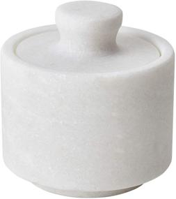 img 4 attached to 🧂 Stylish White Marble Salt Cellar Keeper: A Convenient Lid-Enclosed Solution