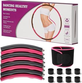 img 1 attached to Ultimate Weighted Exercise Hoop with Sweat Waist Trimmer Belt: Advanced Fitness Tool for Weight Loss, Massage Wave, Detachable 8 Section Stainless Steel Core, Adjustable Weight