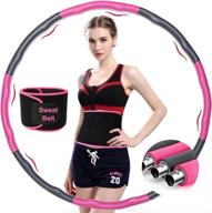 ultimate weighted exercise hoop with sweat waist trimmer belt: advanced fitness tool for weight loss, massage wave, detachable 8 section stainless steel core, adjustable weight logo