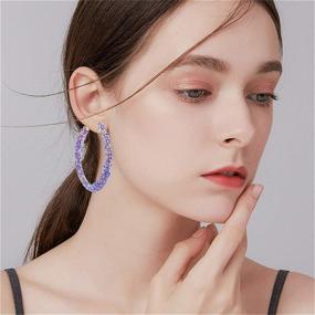 img 3 attached to 💃 COADIPRESS Bohemian Glitter Wrapped Gold Plated Hoop Earrings for Women Girls - Handmade Dangle Drop Earring with Sequins, Circle Sequin Statement Earrings, Boho Jewelry