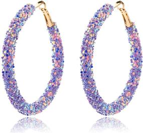 img 4 attached to 💃 COADIPRESS Bohemian Glitter Wrapped Gold Plated Hoop Earrings for Women Girls - Handmade Dangle Drop Earring with Sequins, Circle Sequin Statement Earrings, Boho Jewelry