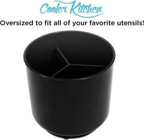 img 1 attached to 🔪 Premium Black Rotating Utensil Holder Caddy with Wide Capacity, No-Tip Weighted Base, and Sturdy Design - Rust Proof, Dishwasher Safe, Removable Divider - by Cooler Kitchen