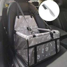 img 4 attached to 🐾 Waterproof Portable Oxford Pet Car Booster Seat Carrier Travel Bag with Click-On Safety Leash, Zipper Belt, and Storage Pocket - Ideal for Small to Medium Cats, Dogs, Puppies - Washable, Foldable Design + Bonus Puppy Training Pads Gift