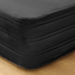 img 1 attached to 🛏️ Ultra Soft Queen Bed Skirt in Black - Marquess Polyester Blended Quilted, Easy Fit Bed Skirt with 14” Inch Tailored Drop - Fade Resistant Dust Ruffle for Hotel Quality Bedding