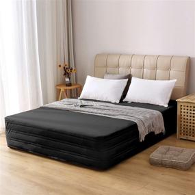 img 4 attached to 🛏️ Ultra Soft Queen Bed Skirt in Black - Marquess Polyester Blended Quilted, Easy Fit Bed Skirt with 14” Inch Tailored Drop - Fade Resistant Dust Ruffle for Hotel Quality Bedding