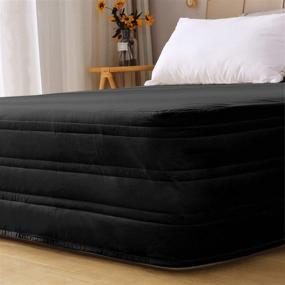 img 3 attached to 🛏️ Ultra Soft Queen Bed Skirt in Black - Marquess Polyester Blended Quilted, Easy Fit Bed Skirt with 14” Inch Tailored Drop - Fade Resistant Dust Ruffle for Hotel Quality Bedding