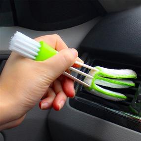 img 1 attached to 🧹 Efficient Mini Cleaner Brush: 2 Pack for Car Air Vent & Automotive Air Conditioner Cleaning – Double Ended Duster Tool for Keyboard, Window Blinds & Shutters