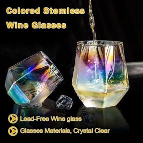 img 2 attached to 🍷 Stylish Stemless Diamond Wine Glasses, Perfect for Men and Women - XJJDCB Old Fashioned Whiskey Glass, Ideal for Bars, Holiday Parties, Birthdays, and Christmas - Versatile Colorful Glassware for Red and White Wine Cups