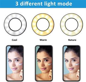 img 3 attached to VARIPOWDER Selfie Ring Light with Cell Phone Holder Stand: Flexible Arms, Clip-on LED Ring Light for YouTube, Live Stream, Makeup - Compatible with Android/iPhone