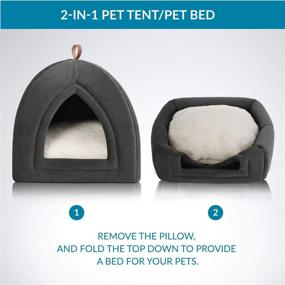 img 2 attached to 🐱 Bedsure Cat Bed for Indoor Cats and Small Dogs - 2-in-1 Cat Tent, Kitten Bed, Cat Hut with Washable Cushion - Outdoor Dog Tent Bed Included