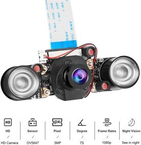 img 3 attached to 📸 Raspberry Pi 4B Camera Kit: IR Camera Module with Holder and Cable - 5MP OV5647 Webcam - Day and Night Vision Switching - Compatible with Raspberry Pi 4B, 3B+, 2B+, Zero and Zero W