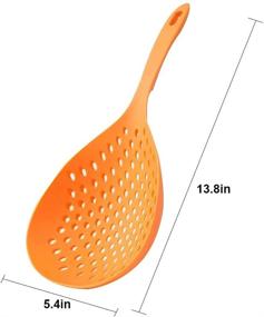 img 3 attached to 🍝 2-in-1 Plastic Strainer Scoop Colander: White and Orange Kitchen Skimmer Spoon for Effortless Pasta Drainage