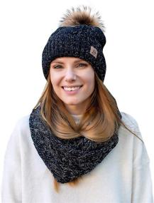 img 3 attached to ❄️ Stay Cozy and Stylish with our Winter Knit Pom Beanie Hat Scarf Set for Women - Cute, Soft, and Warm Infinity Scarves!