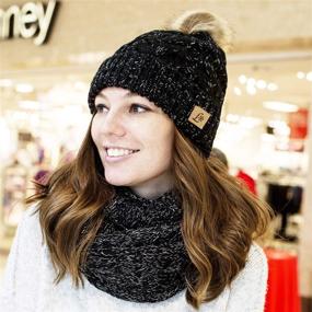 img 1 attached to ❄️ Stay Cozy and Stylish with our Winter Knit Pom Beanie Hat Scarf Set for Women - Cute, Soft, and Warm Infinity Scarves!