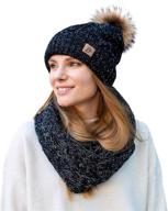 ❄️ stay cozy and stylish with our winter knit pom beanie hat scarf set for women - cute, soft, and warm infinity scarves! logo