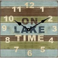 🏡 vintage square wood lake house clock: 13-inch timepiece by young's logo