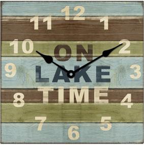 img 1 attached to 🏡 Vintage Square Wood Lake House Clock: 13-Inch Timepiece by Young's