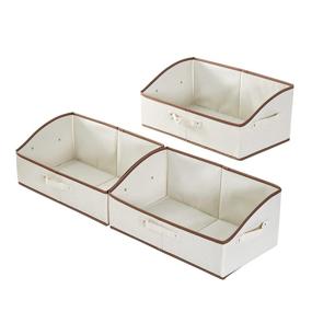 img 4 attached to 📦 Maximize Closet Space with Onlycube Trapezoid Storage Bins, 3-Pack Beige Organizer Boxes for Shelves