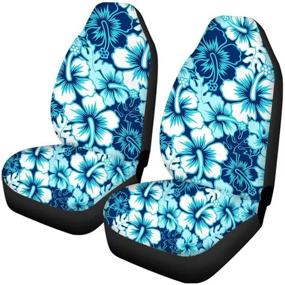 img 4 attached to GOSTONG White And Blue Hibiscus Print Car Seat Cover Front Seats Only Women Polyester Vehicle Seat Protector Cars Mat Covers